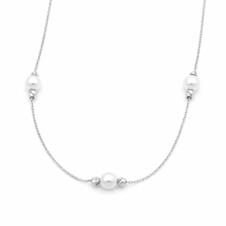 Řetízek z bílého zlata s perličkami 