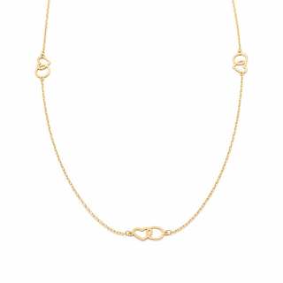 Zlatý řetízek s přívěsky tvaru srdce a kolečka 